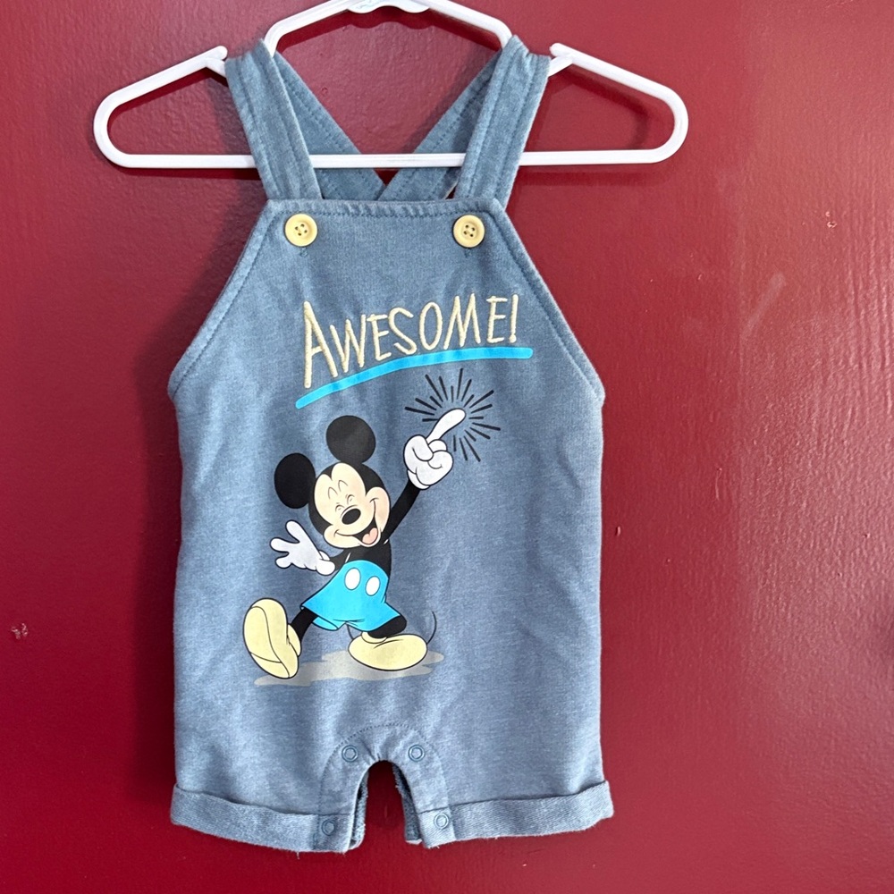 Disney Awesome Mickey Mouse Gray Overalls